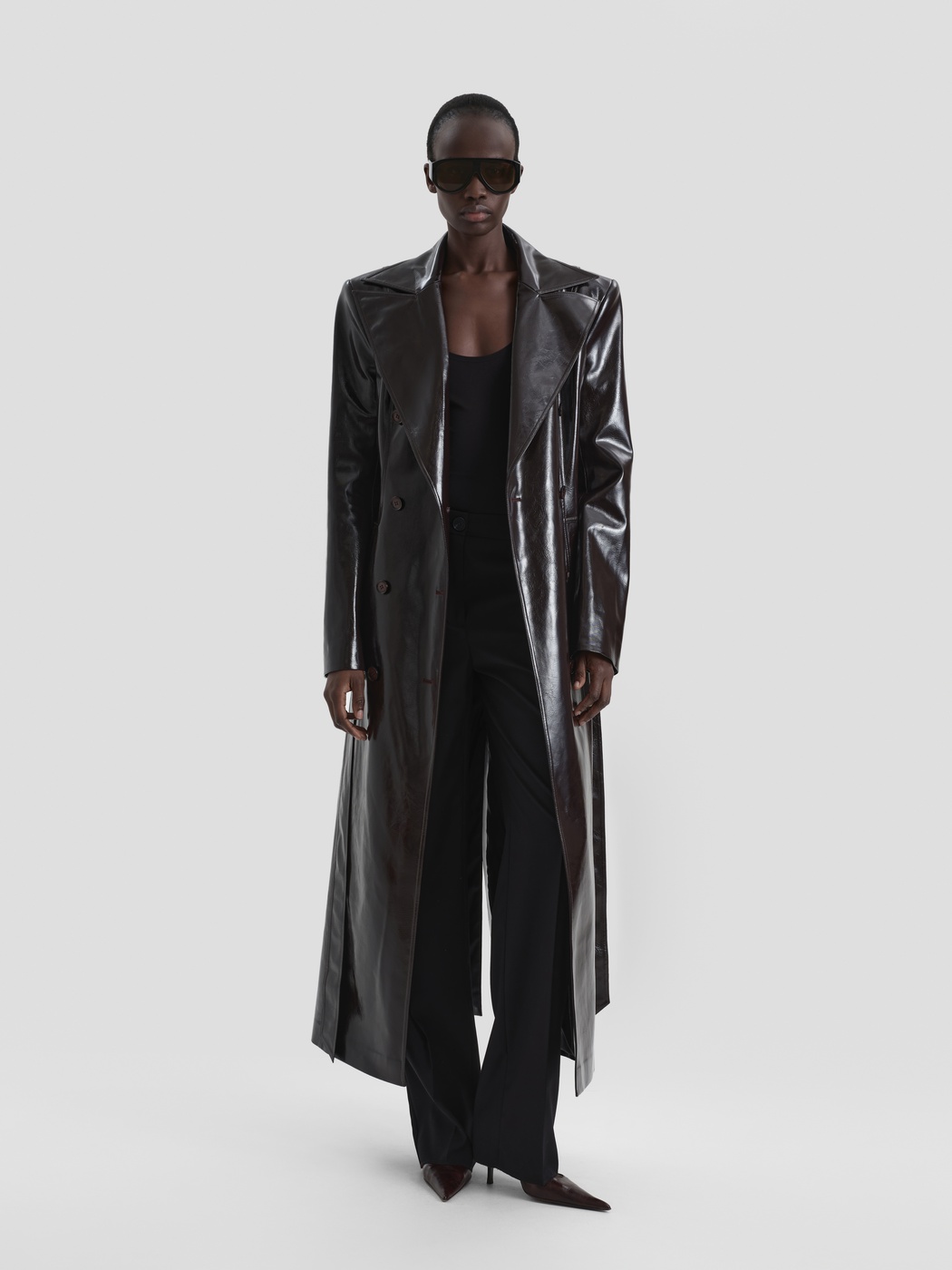 Fitted leather trench coat - Namelazz Official Online Store