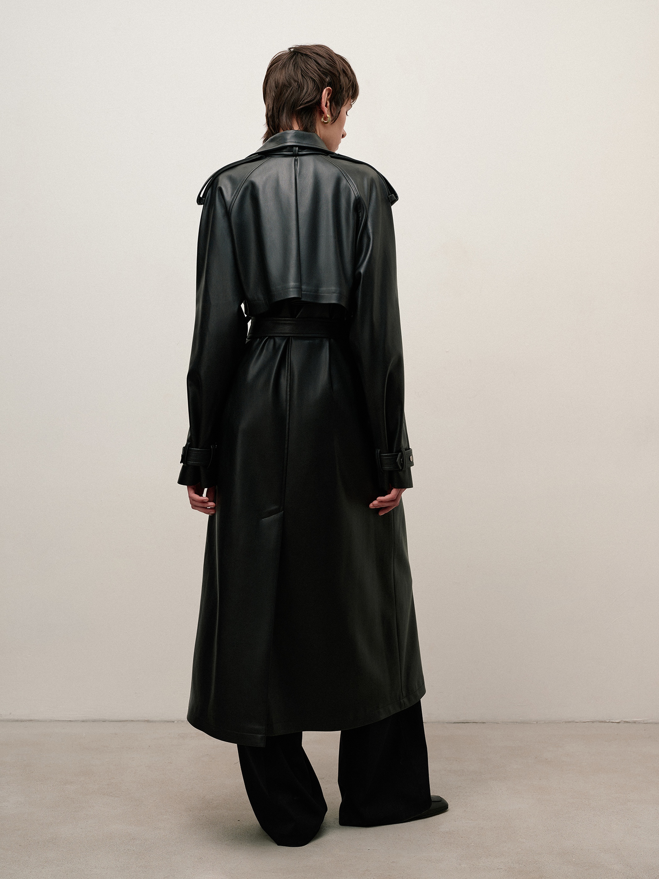 Еco-leather trench coat - Namelazz Official Online Store