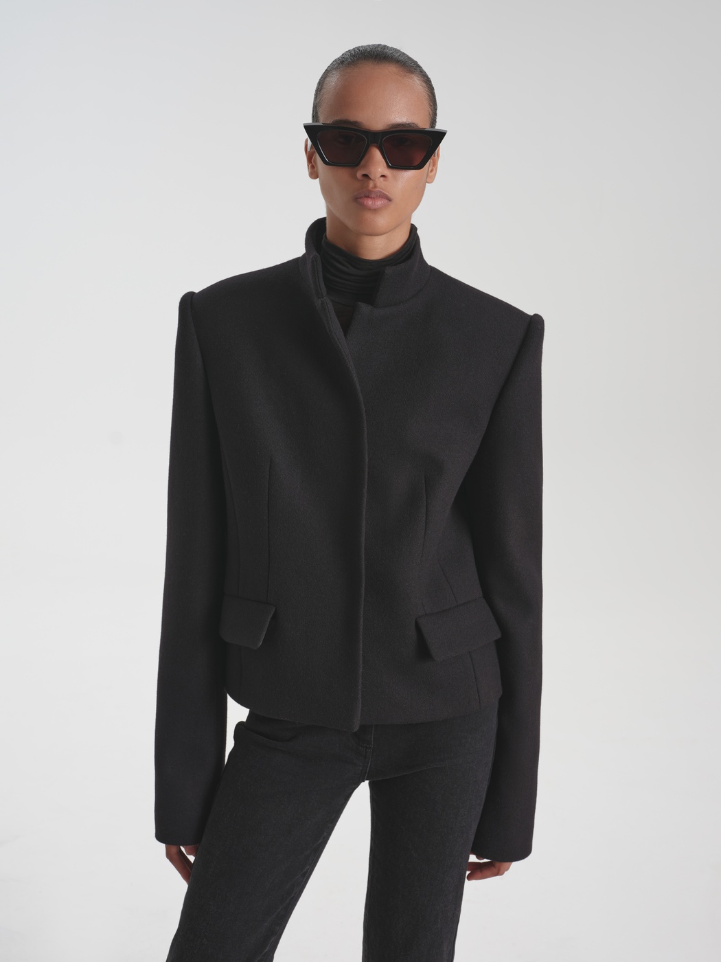Stand-up collar short jacket