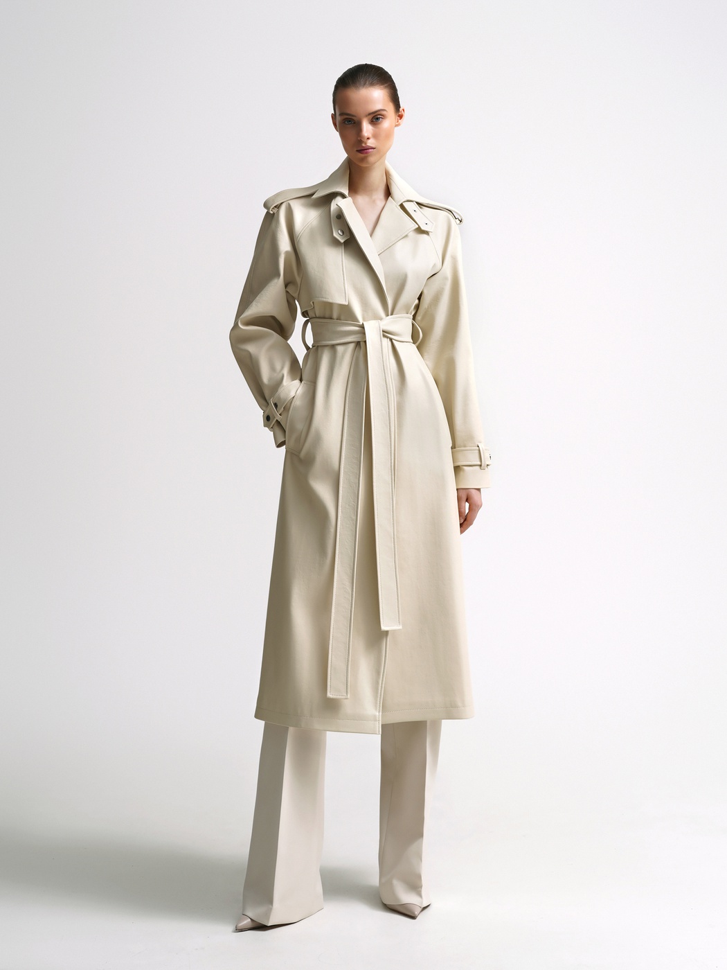 Еco-leather trench coat - Namelazz Official Online Store